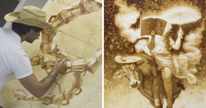 Paintings Using Coffee By Reynier Llanes
