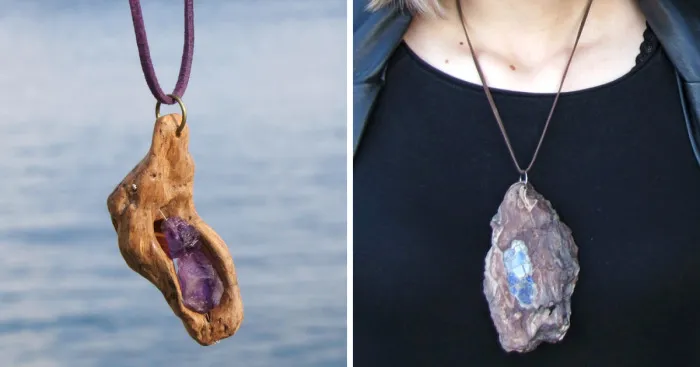 I Make Unique Statement Jewelry Using Driftwood, Stones And Crystals