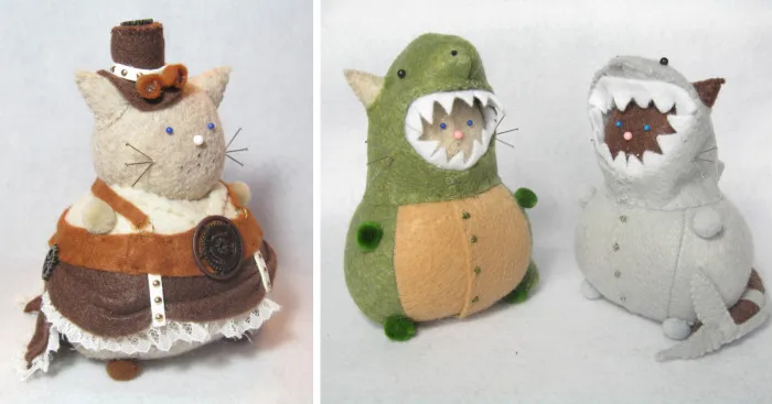 I Combined My Love Of Sewing And Cats To Create Functional Pincushions With Personality And Humor