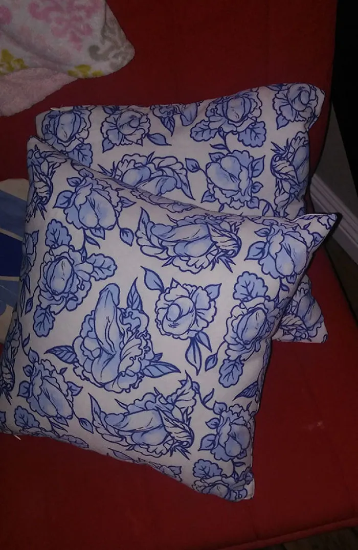 No sé donde habrá comprado mi madre estos cojines, pero no los ha mirado bien