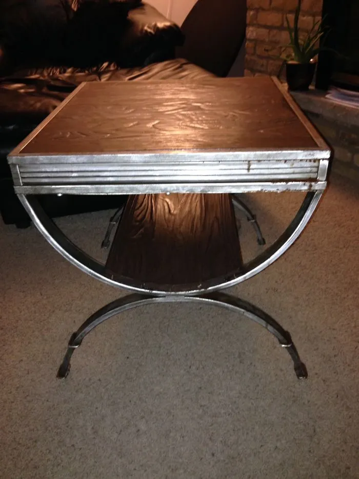 Junk Frame+scrap Wood Flooring =pretty Cool Table