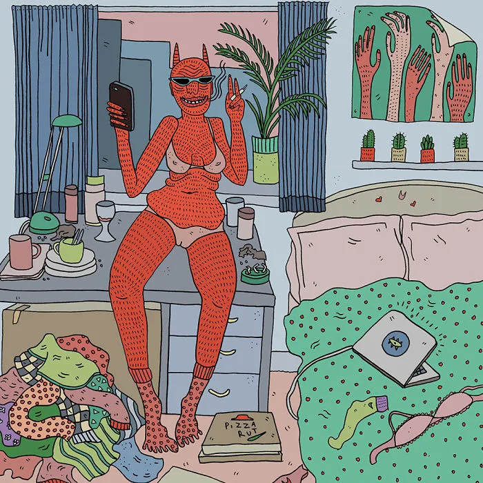 10+ Ilustraciones honestas de mujeres modernas y sus demonios, por Polly Nor (NSFW)