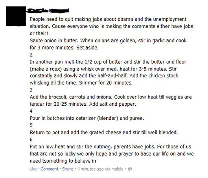 My Friend's Mom Was Making A Post About Obama, But She Accidentally Hit The "Copy And Past" Button On The Phone