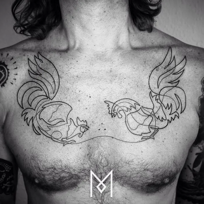 10+ Tatuajes hechos con una sola línea continua, por el tatuador Mo Ganji