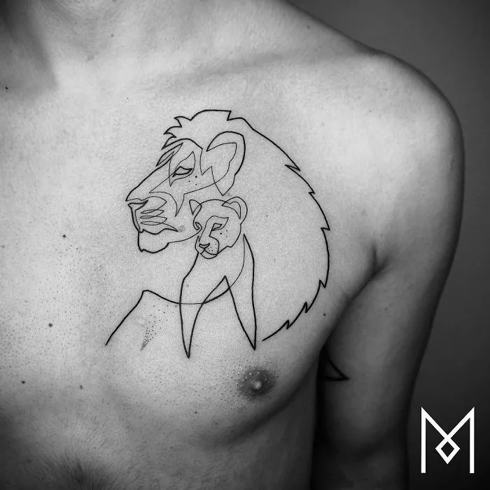 10+ Tatuajes hechos con una sola línea continua, por el tatuador Mo Ganji