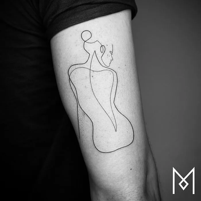10+ Tatuajes hechos con una sola línea continua, por el tatuador Mo Ganji