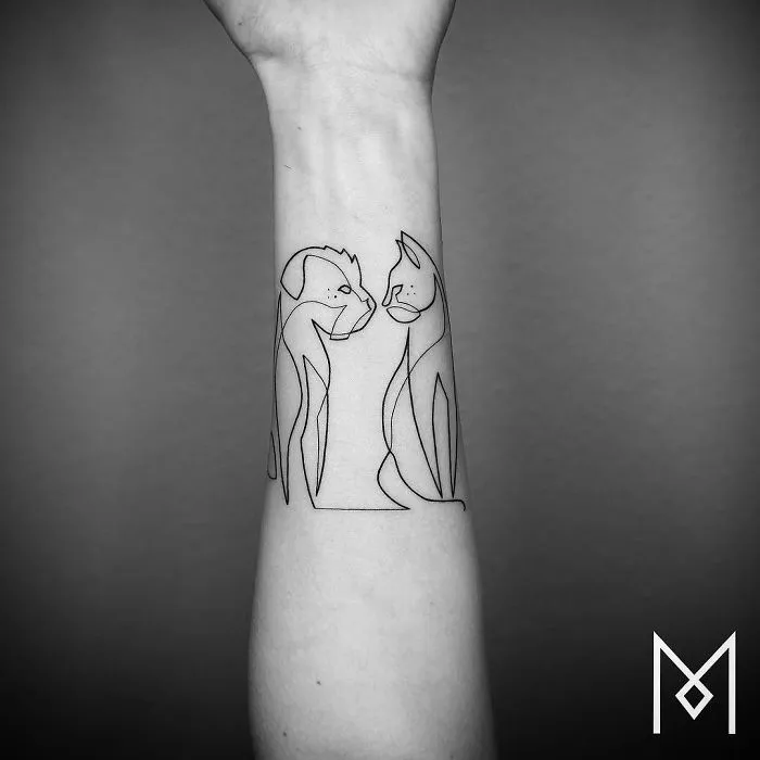 10+ Tatuajes hechos con una sola línea continua, por el tatuador Mo Ganji