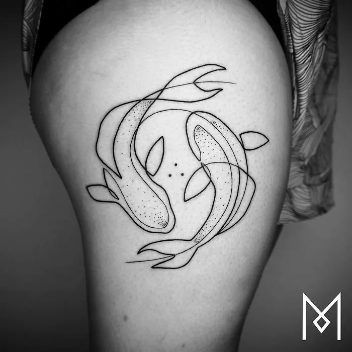 10+ Tatuajes hechos con una sola línea continua, por el tatuador Mo Ganji