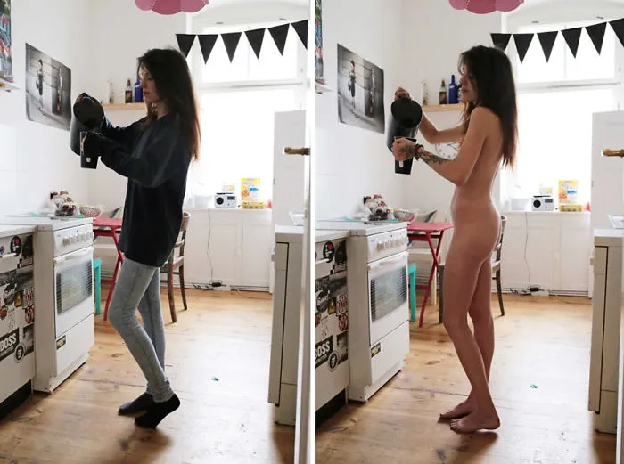 Esta fotógrafa alemana retrata a personas reales haciendo sus tareas sin ropa, y explica por qué (NSFW)