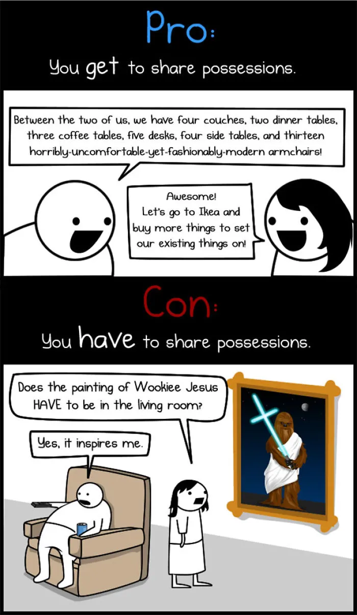 The Pros And Cons Of Living With Your Significant Other By Oatmeal