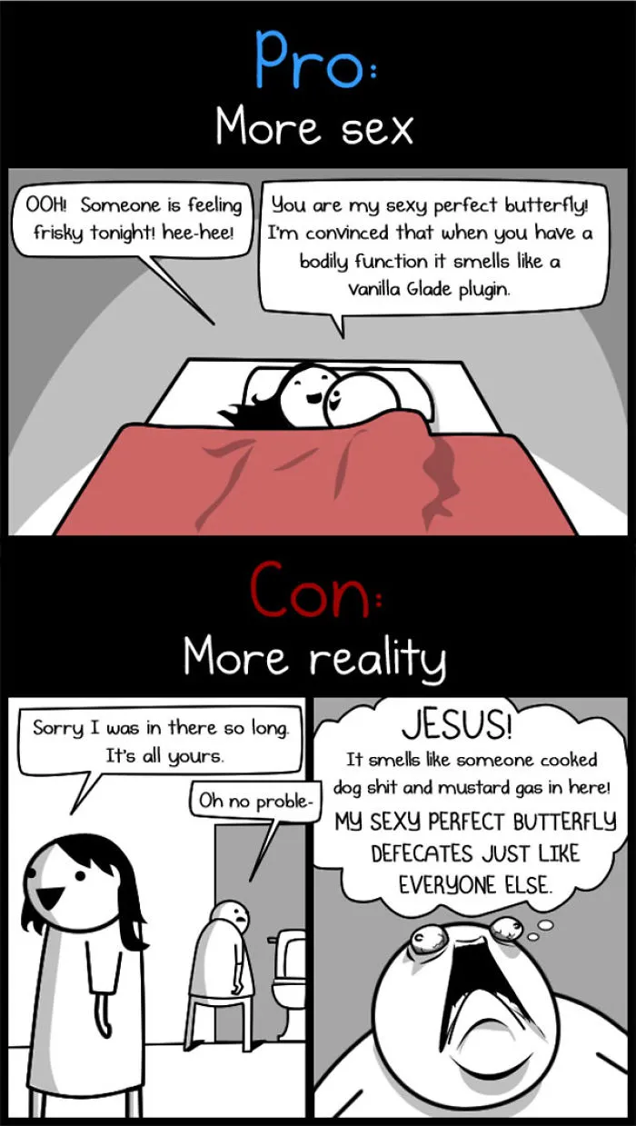 The Pros And Cons Of Living With Your Significant Other By Oatmeal