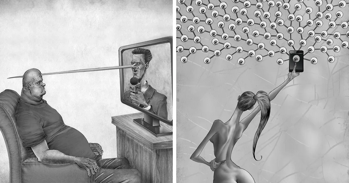 Los problemas de la sociedad actual captados en 10+ ilustraciones que te harán pensar