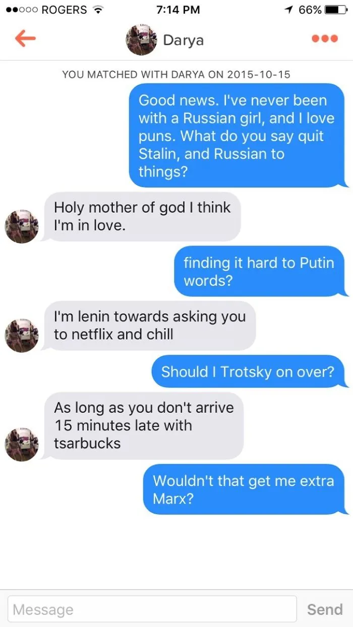 "Russian Girls Do It Best. I Love Puns"