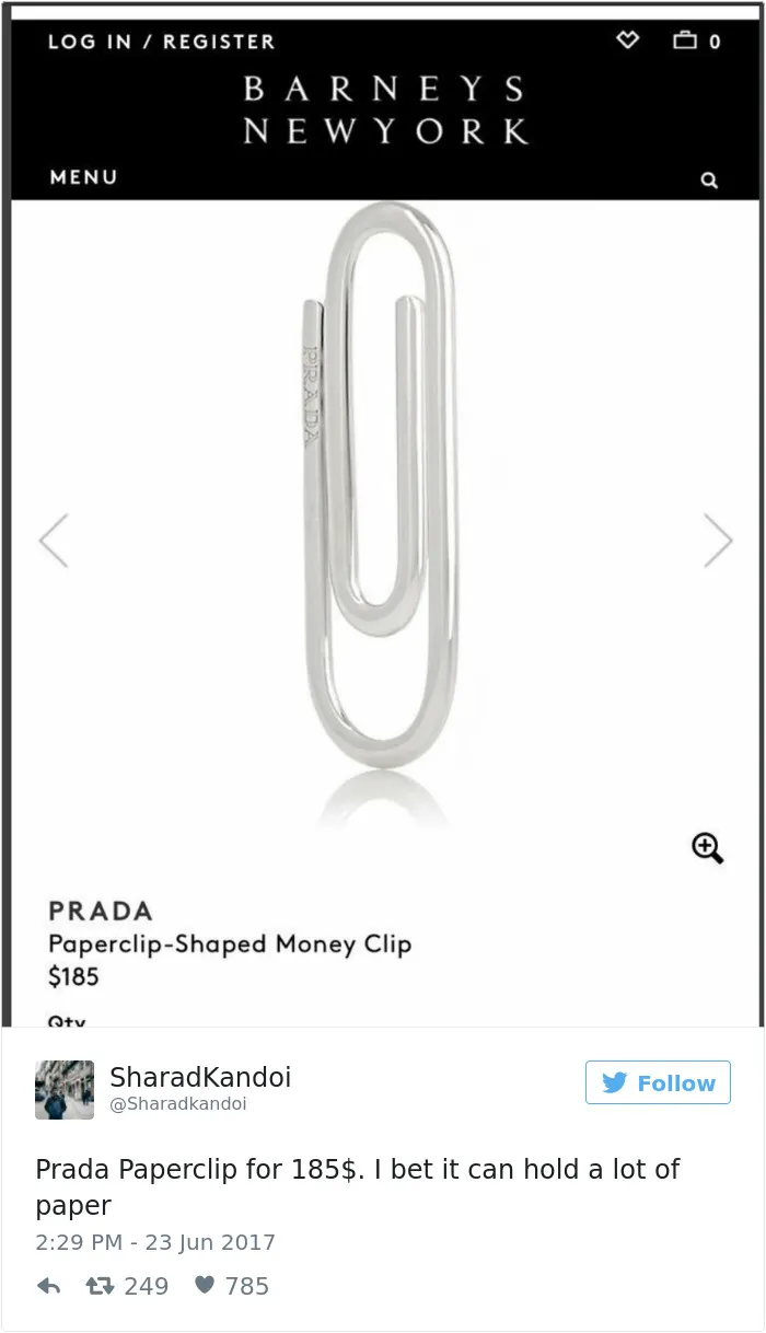 Here's How The Internet Reacted To Prada Releasing A Paperclip For $185 (10+ Pics)