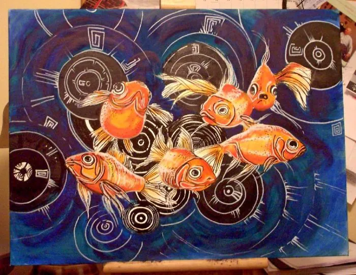 Acrylic On Canvas With A Help Of A Hairdryer