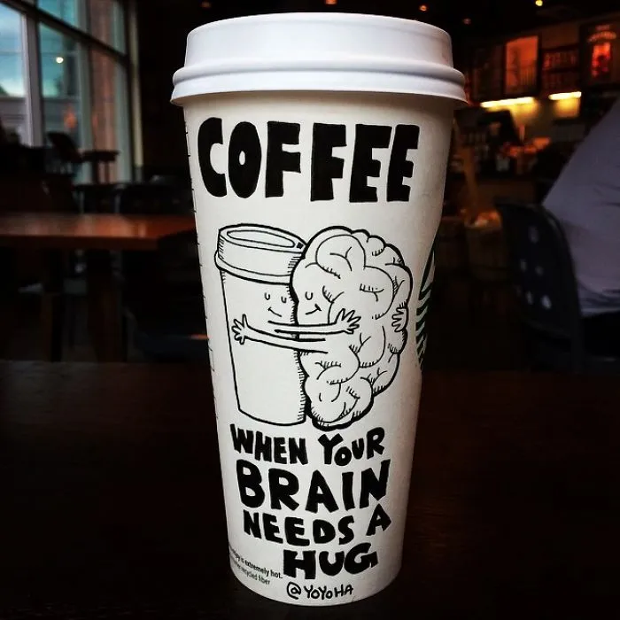 I Got Bored By Blank Coffee Cups, So I Started Drawing Comics On Them