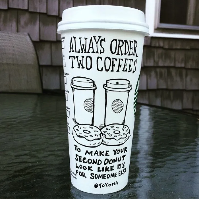 I Got Bored By Blank Coffee Cups, So I Started Drawing Comics On Them