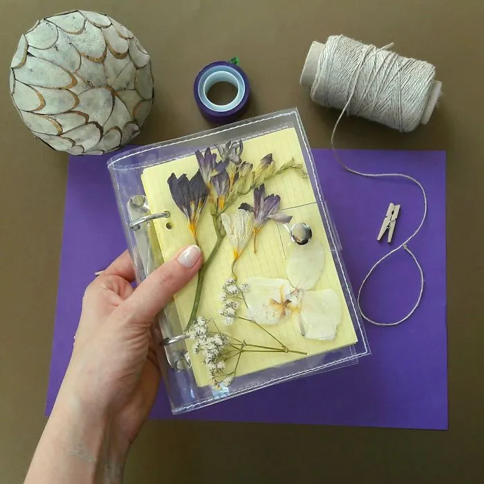 I Made This Unique Notebook With Pressed Flowers, I Love It And Im So Proud :)