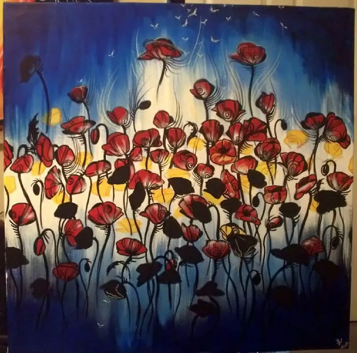 Acrylic On Canvas With A Help Of A Hairdryer