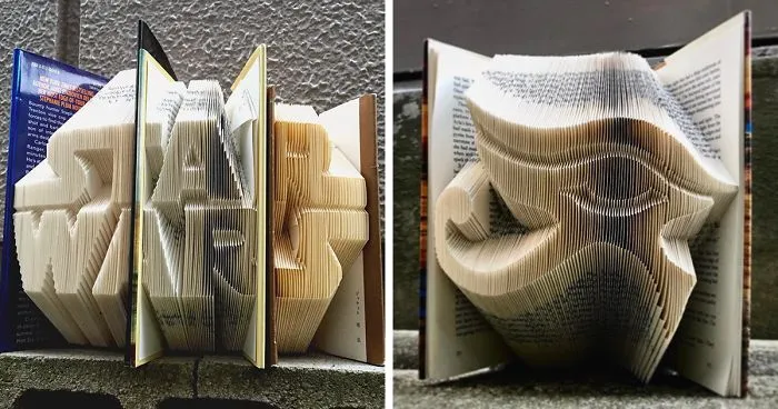 Amazing 3D Art Folded From Book Pages