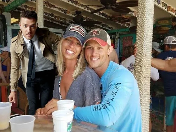 Couple Asks Internet To Photoshop Out Shirtless Guy From Engagement Photo, Regrets It Immediately