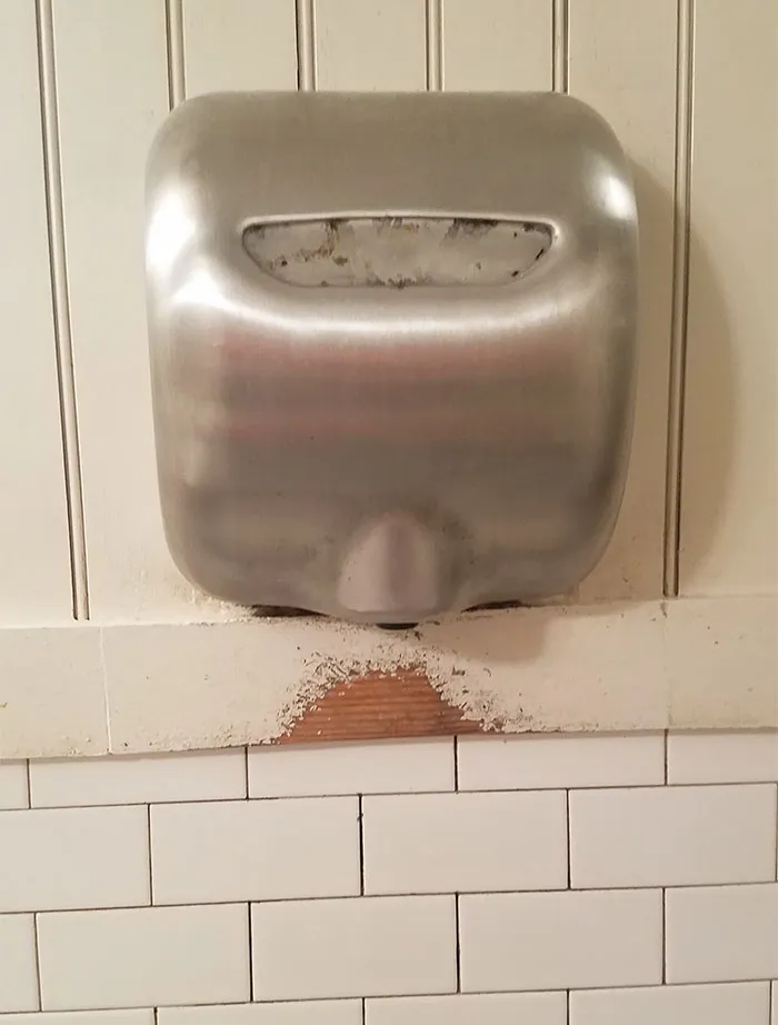 This High Powered Hand Dryer Has Blown The Paint Off The Wall Over Time