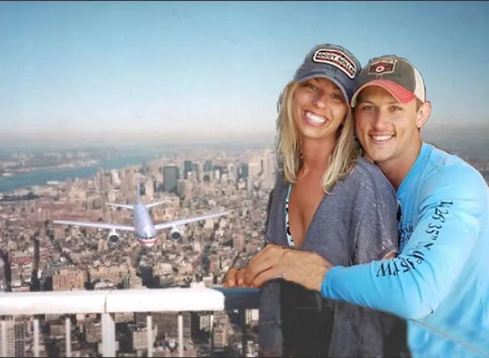 Couple Asks Internet To Photoshop Out Shirtless Guy From Engagement Photo, Regrets It Immediately