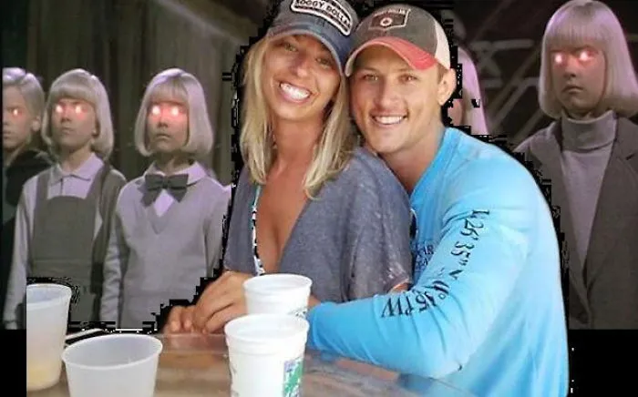 Couple Asks Internet To Photoshop Out Shirtless Guy From Engagement Photo, Regrets It Immediately