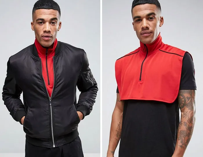 High Neck Zip Through Collar In Red