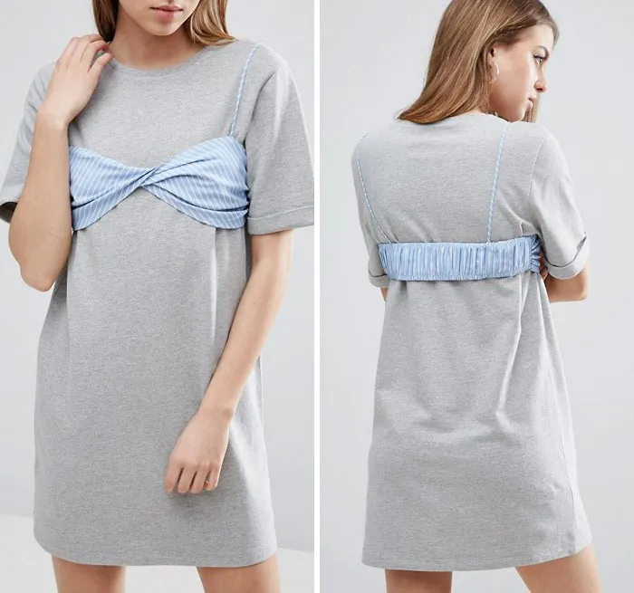 T-shirt Dress With Contrast Stripe Bra