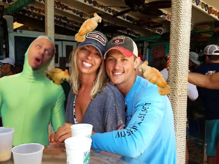Couple Asks Internet To Photoshop Out Shirtless Guy From Engagement Photo, Regrets It Immediately