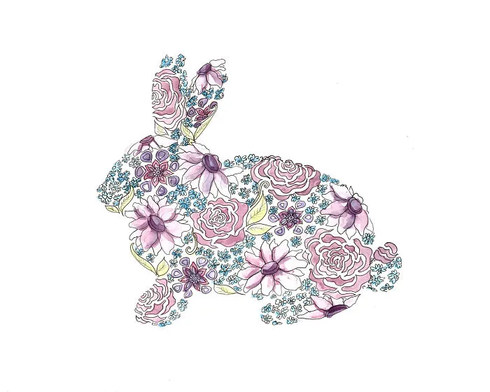 Floral Bunny Art Print