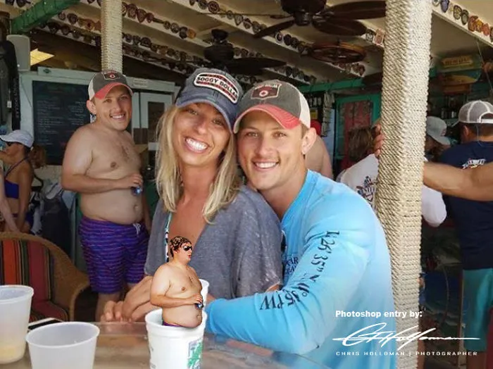 Couple Asks Internet To Photoshop Out Shirtless Guy From Engagement Photo, Regrets It Immediately