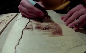 Pyrography Portrait Of Serbian Patriarch Pavle