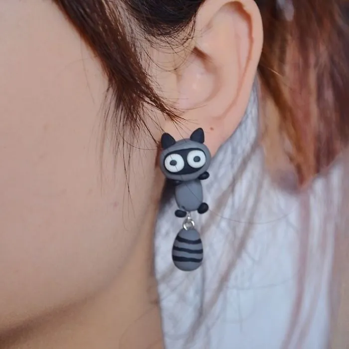 Raccoon Earrings