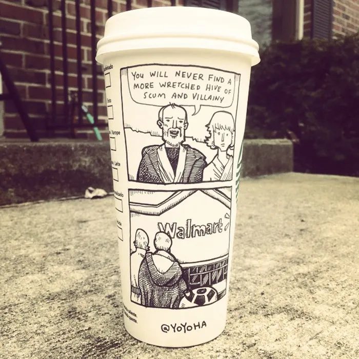 I Got Bored By Blank Coffee Cups, So I Started Drawing Comics On Them