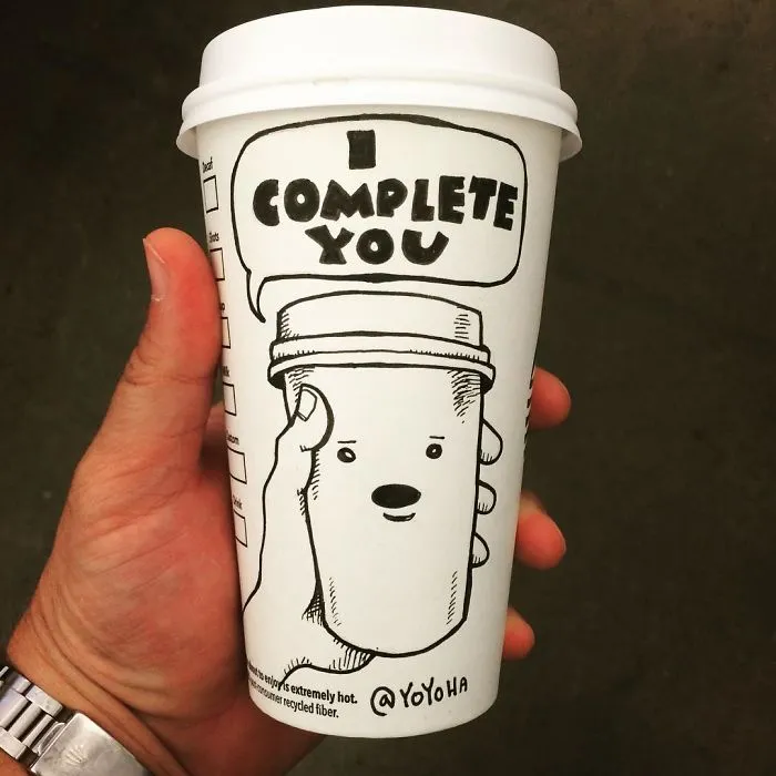 I Got Bored By Blank Coffee Cups, So I Started Drawing Comics On Them