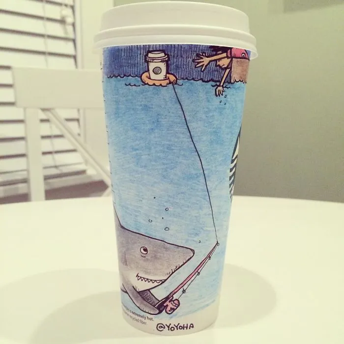 I Got Bored By Blank Coffee Cups, So I Started Drawing Comics On Them