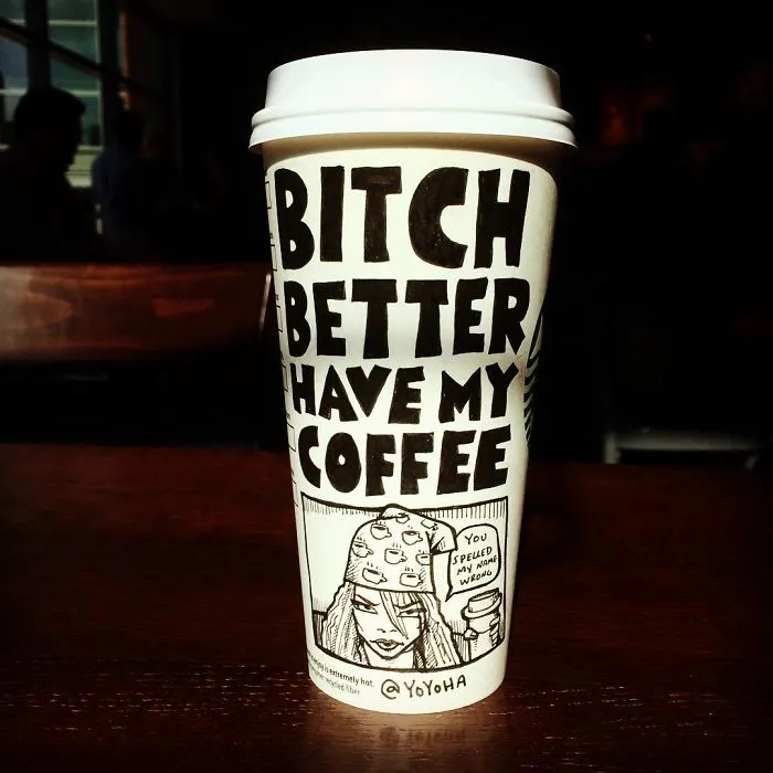 I Got Bored By Blank Coffee Cups, So I Started Drawing Comics On Them