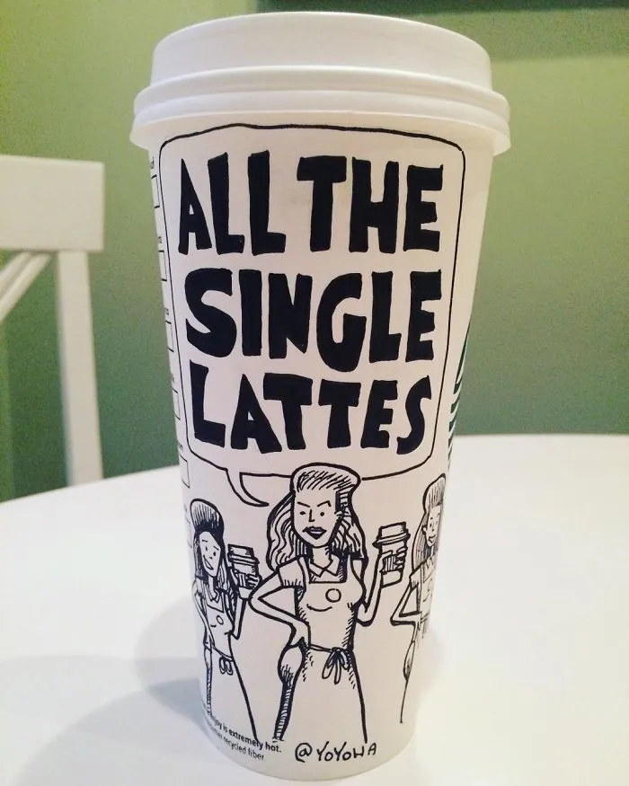 I Got Bored By Blank Coffee Cups, So I Started Drawing Comics On Them