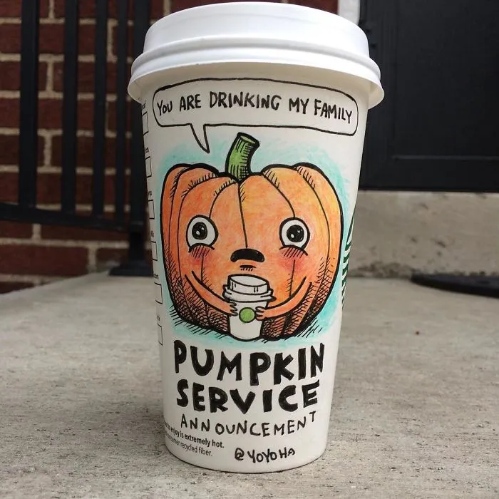 I Got Bored By Blank Coffee Cups, So I Started Drawing Comics On Them