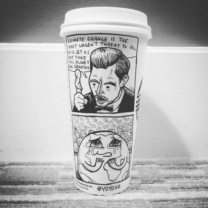 I Got Bored By Blank Coffee Cups, So I Started Drawing Comics On Them
