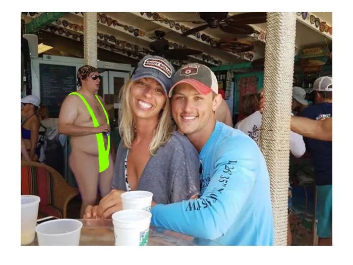Couple Asks Internet To Photoshop Out Shirtless Guy From Engagement Photo, Regrets It Immediately
