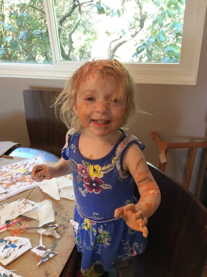 Painting With Acrylic Paints,left For A Minute To Help Son In Washroom.returned To This.