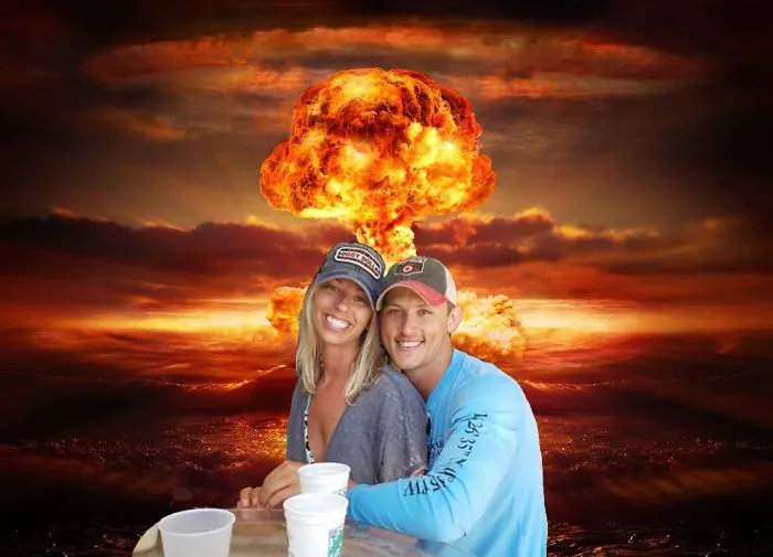 Couple Asks Internet To Photoshop Out Shirtless Guy From Engagement Photo, Regrets It Immediately