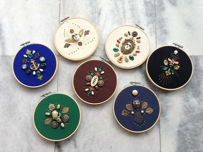I Create Ornamental Collages Using Trinkets