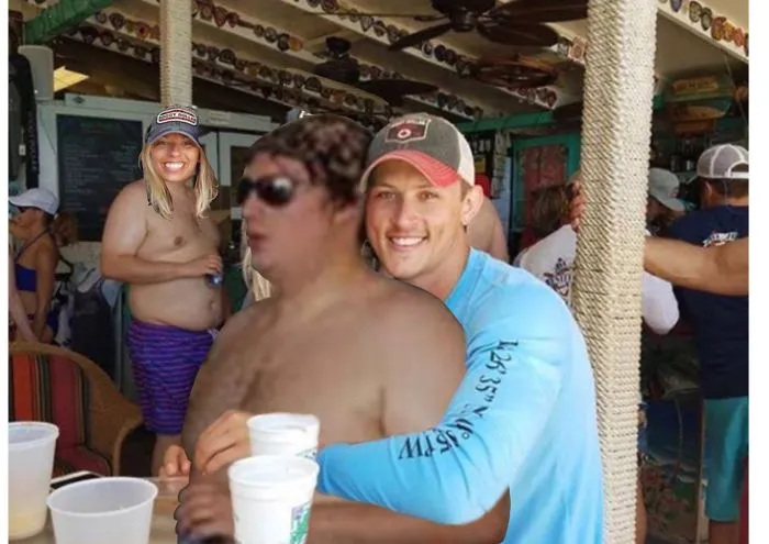Couple Asks Internet To Photoshop Out Shirtless Guy From Engagement Photo, Regrets It Immediately