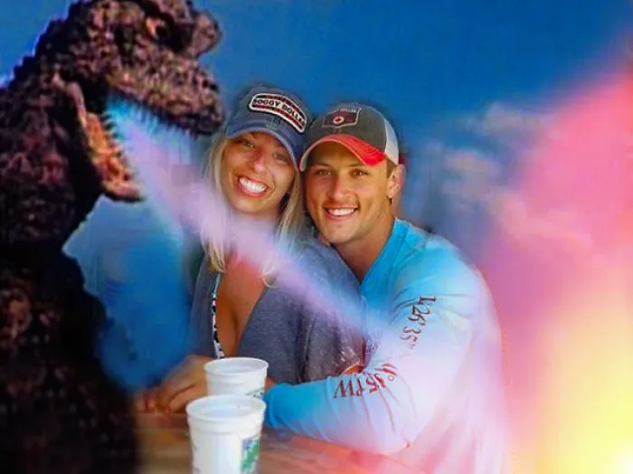 Couple Asks Internet To Photoshop Out Shirtless Guy From Engagement Photo, Regrets It Immediately