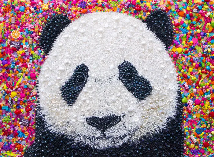 I Created This Panda Using Just Beads And Buttons