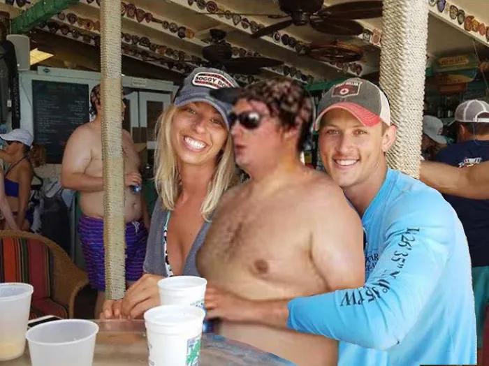 Couple Asks Internet To Photoshop Out Shirtless Guy From Engagement Photo, Regrets It Immediately